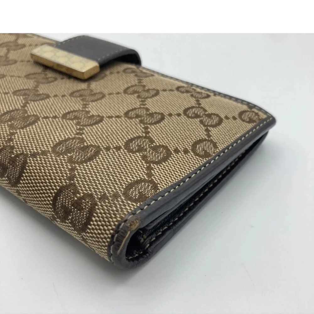 🔹️ GUCCI🔹️ purse Leather long wallet Brown Canvas Supreme  ✨️🤎 - Picture 10 of 13
